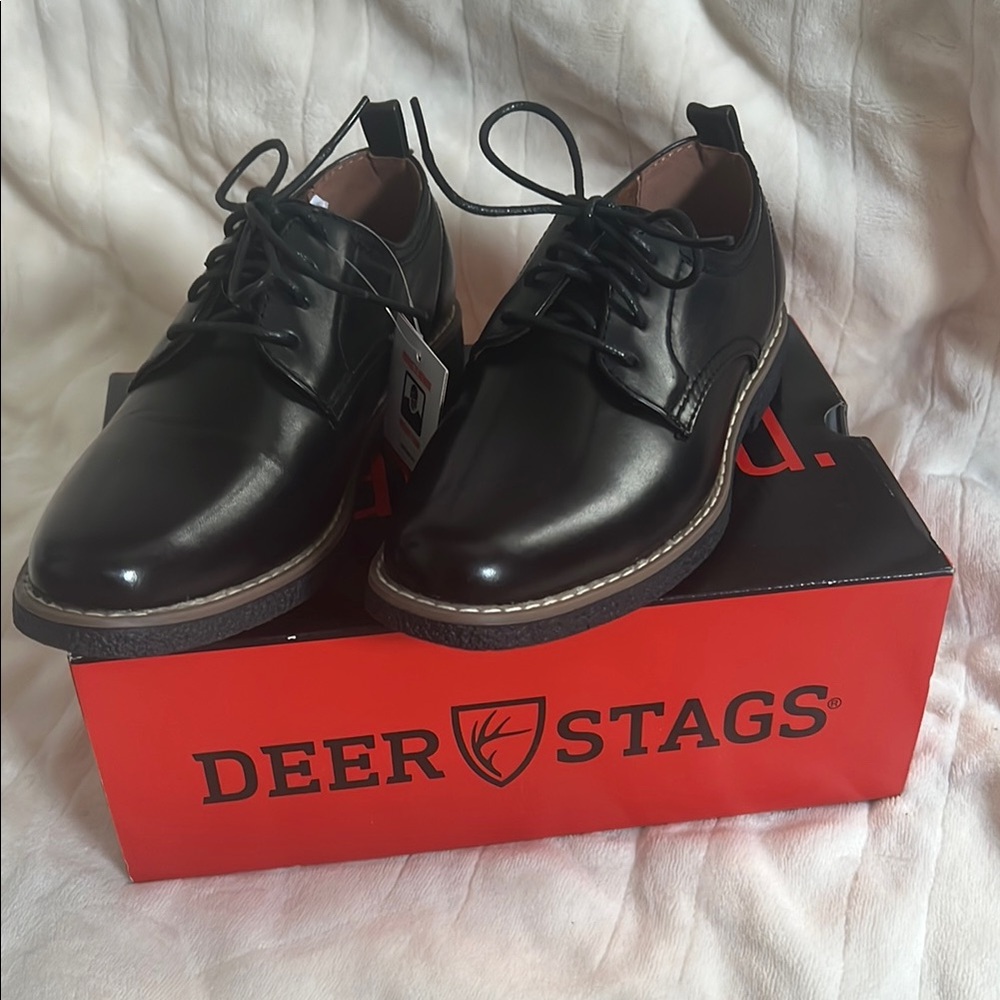 Deer Stags Boys Black Dress Shoes